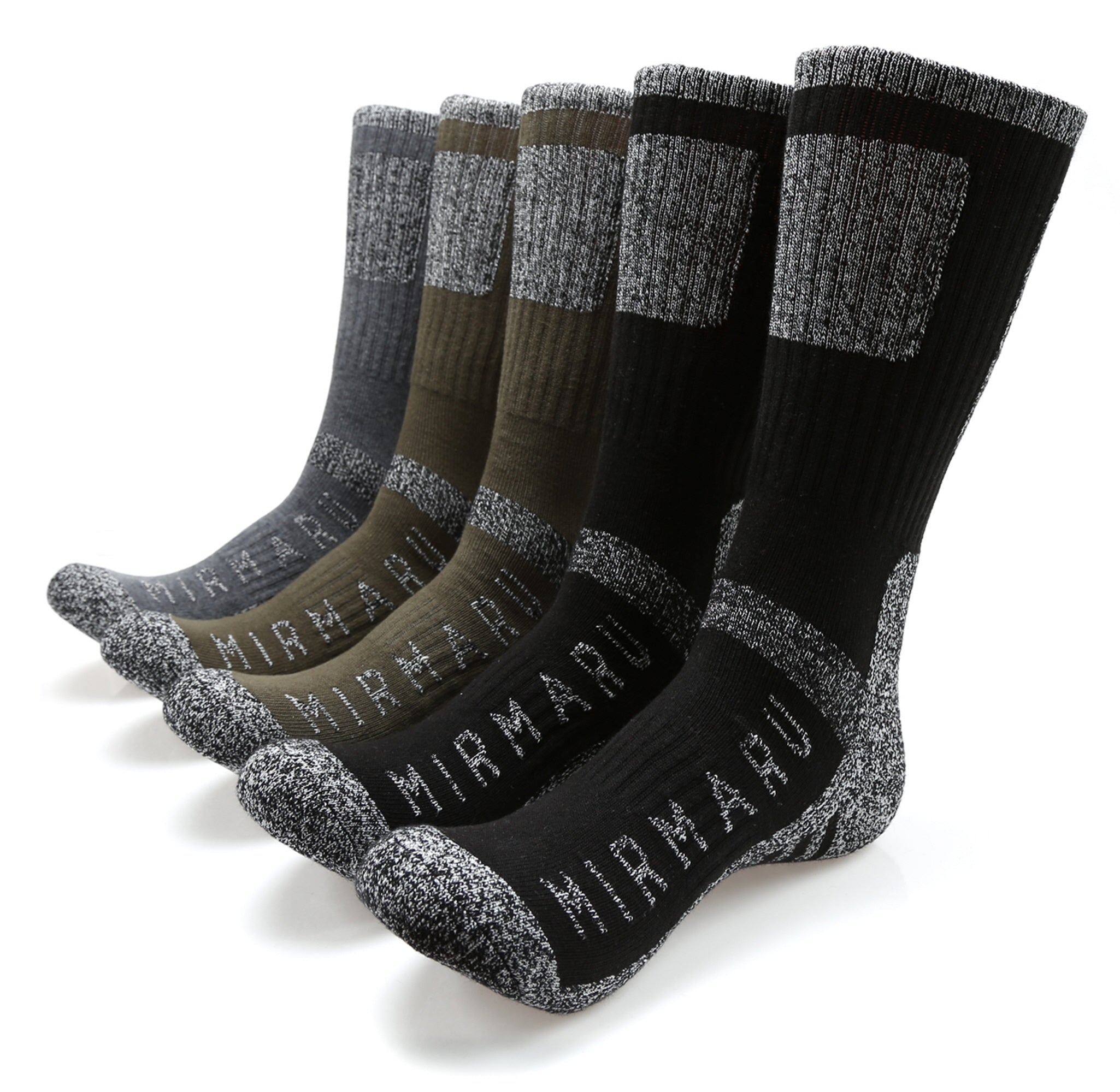 MIRMARU Men's 5 Pairs Performance Outdoor Hiking Socks - Fashion CITY