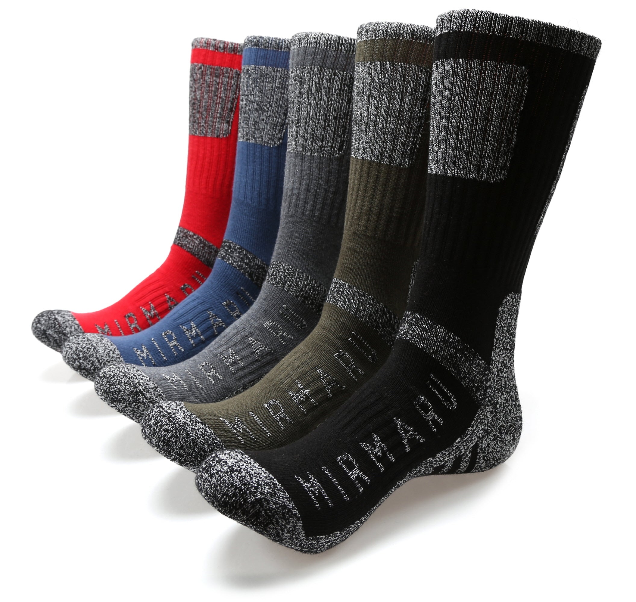 MIRMARU Men's 5 Pairs Performance Outdoor Hiking Socks - Fashion CITY