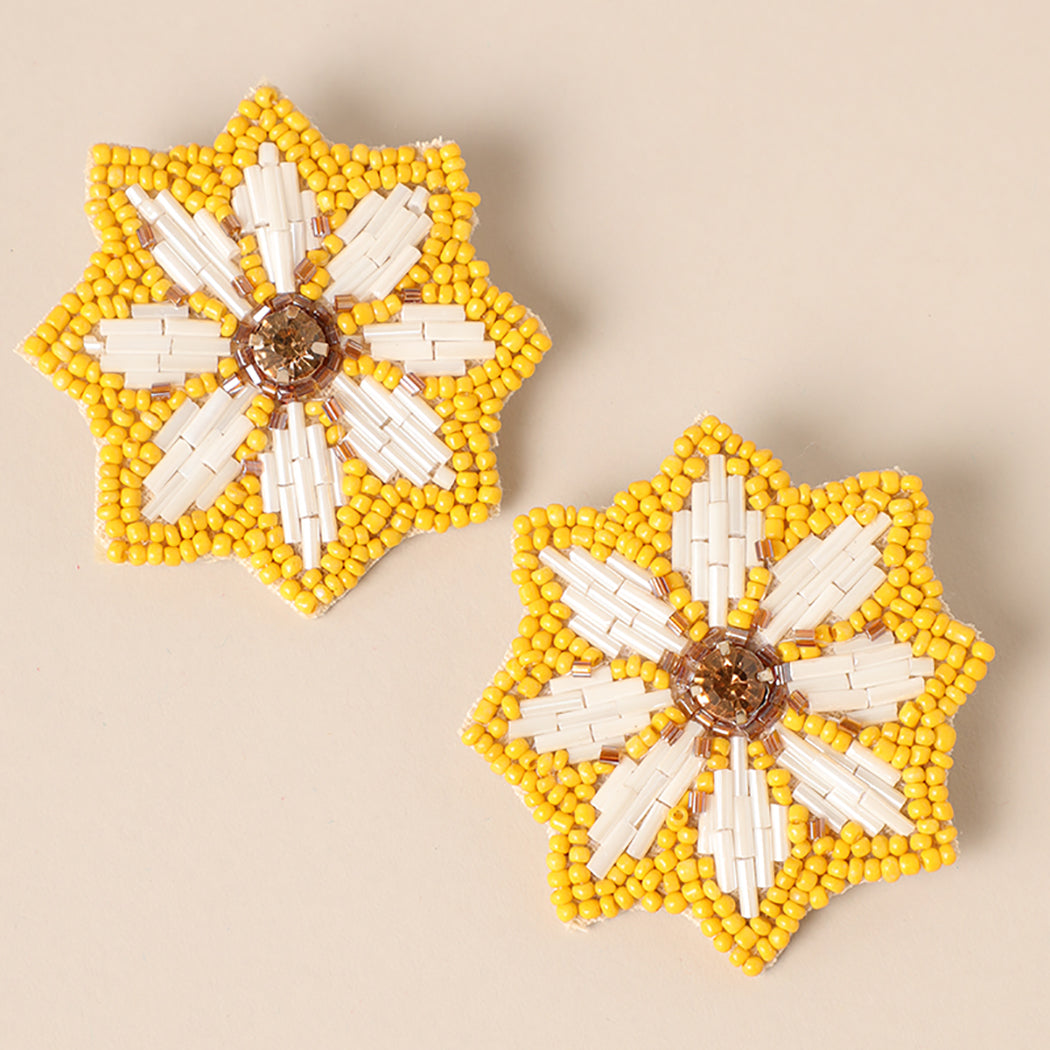 Seed Bead Flower Stud Earring - Fashion CITY