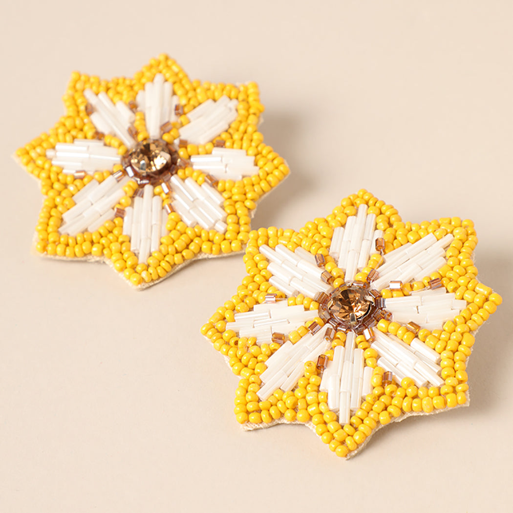 Seed Bead Flower Stud Earring - Fashion CITY