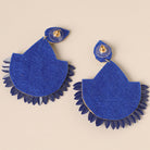 Royal Blue Beaded Floral Earrings - Fashion CITY