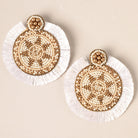 Beaded Fan Drop Earrings in Ivory - Fashion CITY