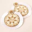 Beaded Fan Drop Earrings in Ivory - Fashion CITY