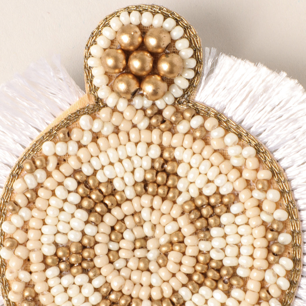 Beaded Fan Drop Earrings in Ivory - Fashion CITY