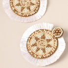 Beaded Fan Drop Earrings in Ivory - Fashion CITY