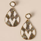 Latte Seed Beaded Teardrop Drop Earrings - Fashion CITY