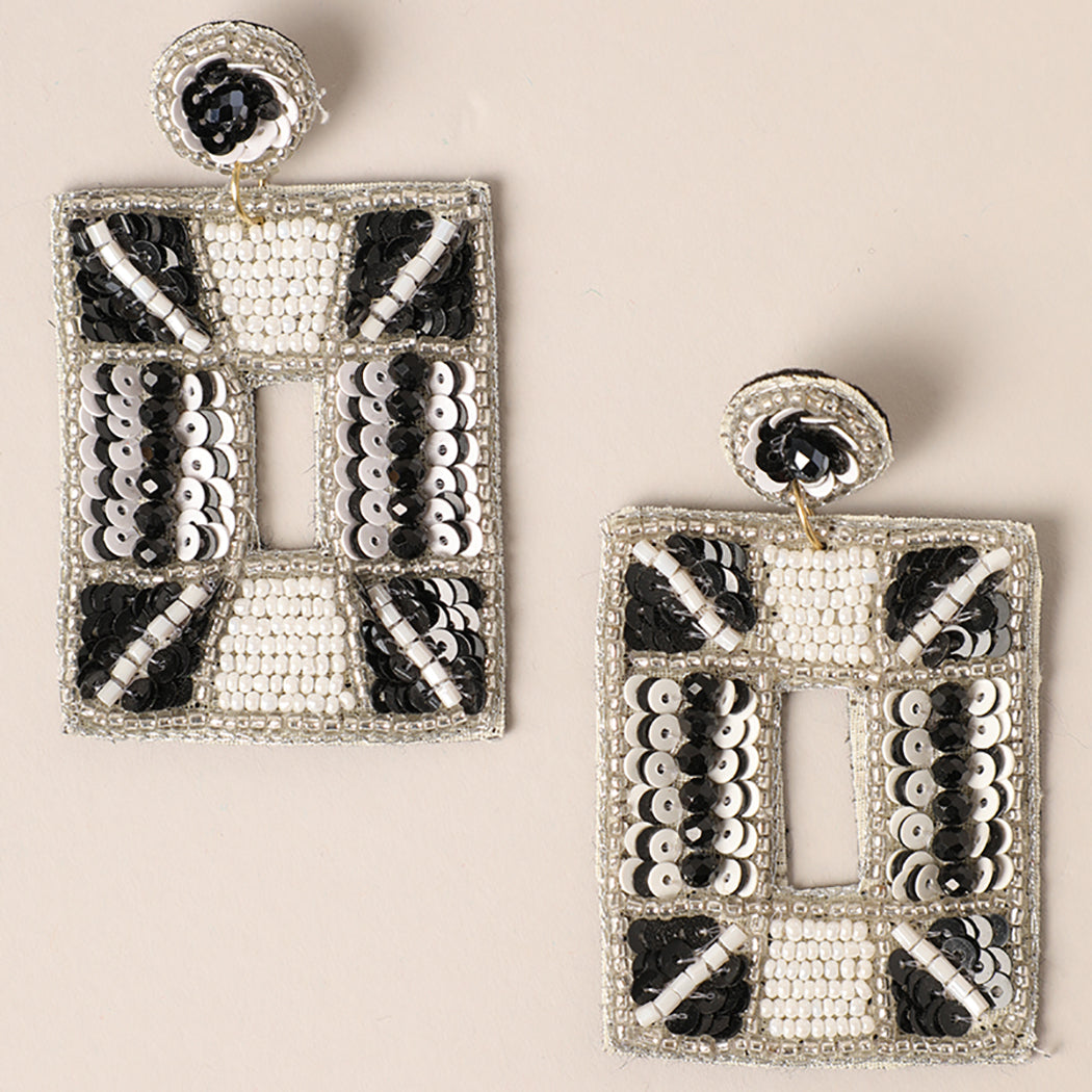 Rectangular Beaded Dangle Earrings - Fashion CITY