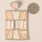 Rectangular Beaded Dangle Earrings - Fashion CITY