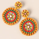 Statement Round Colorful Long Drop Earrings - Fashion CITY