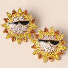 Gold Rhinestone Sun Earrings - Fashion CITY