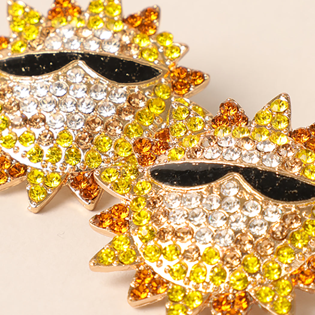 Gold Rhinestone Sun Earrings - Fashion CITY