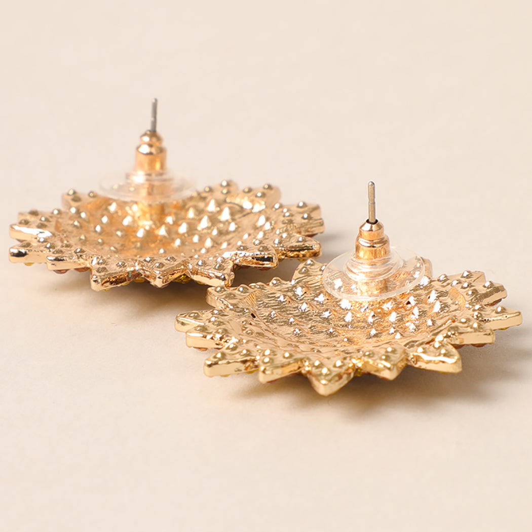 Gold Rhinestone Sun Earrings - Fashion CITY