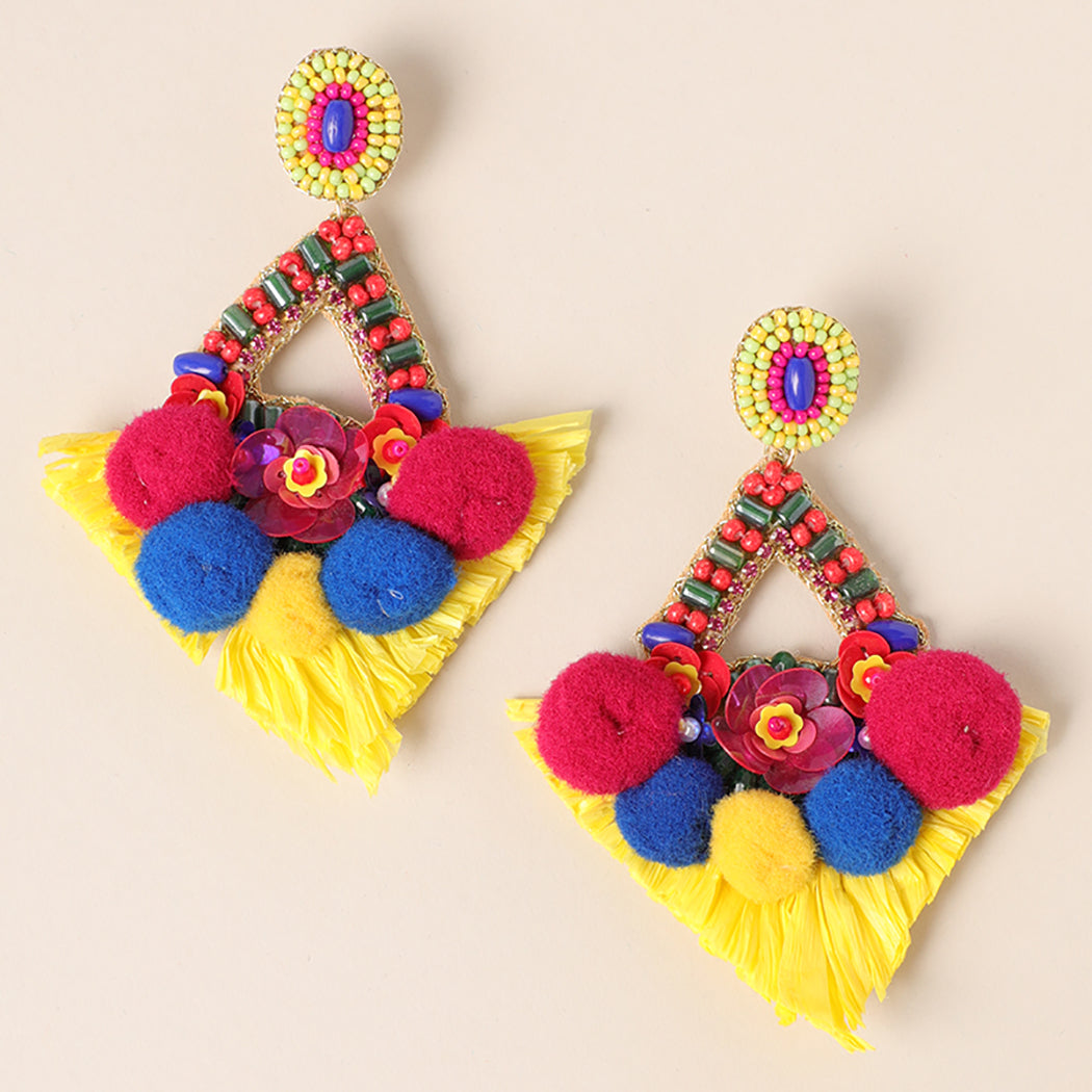 Bead Geometric Drop Earrings - Fashion CITY