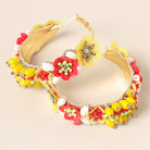 Flower Cluster Hoop Earrings - Fashion CITY