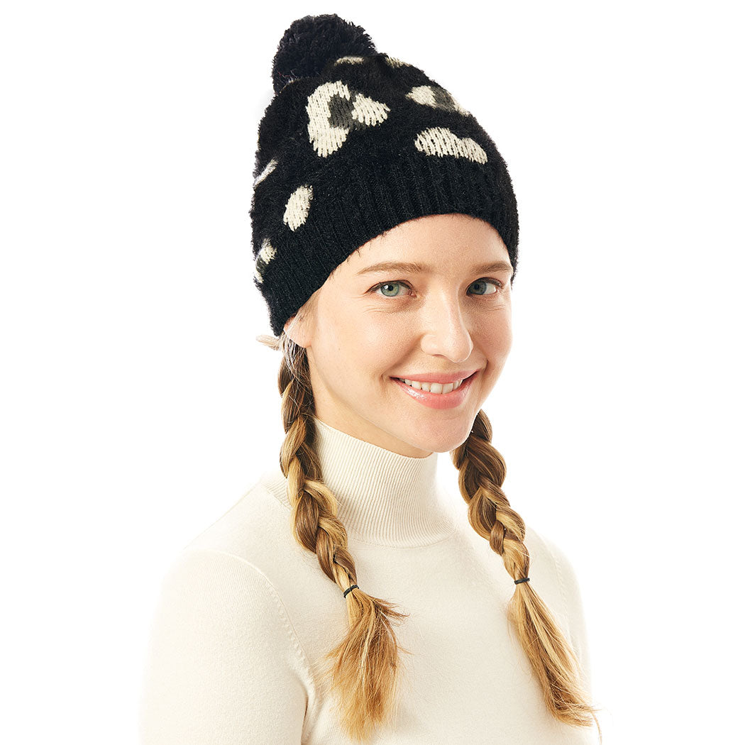 Soft Fuzzy Leopard Print Beanie Hat - Fashion CITY