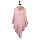 Knitted Fold-Over Button Collar Poncho - Fashion CITY