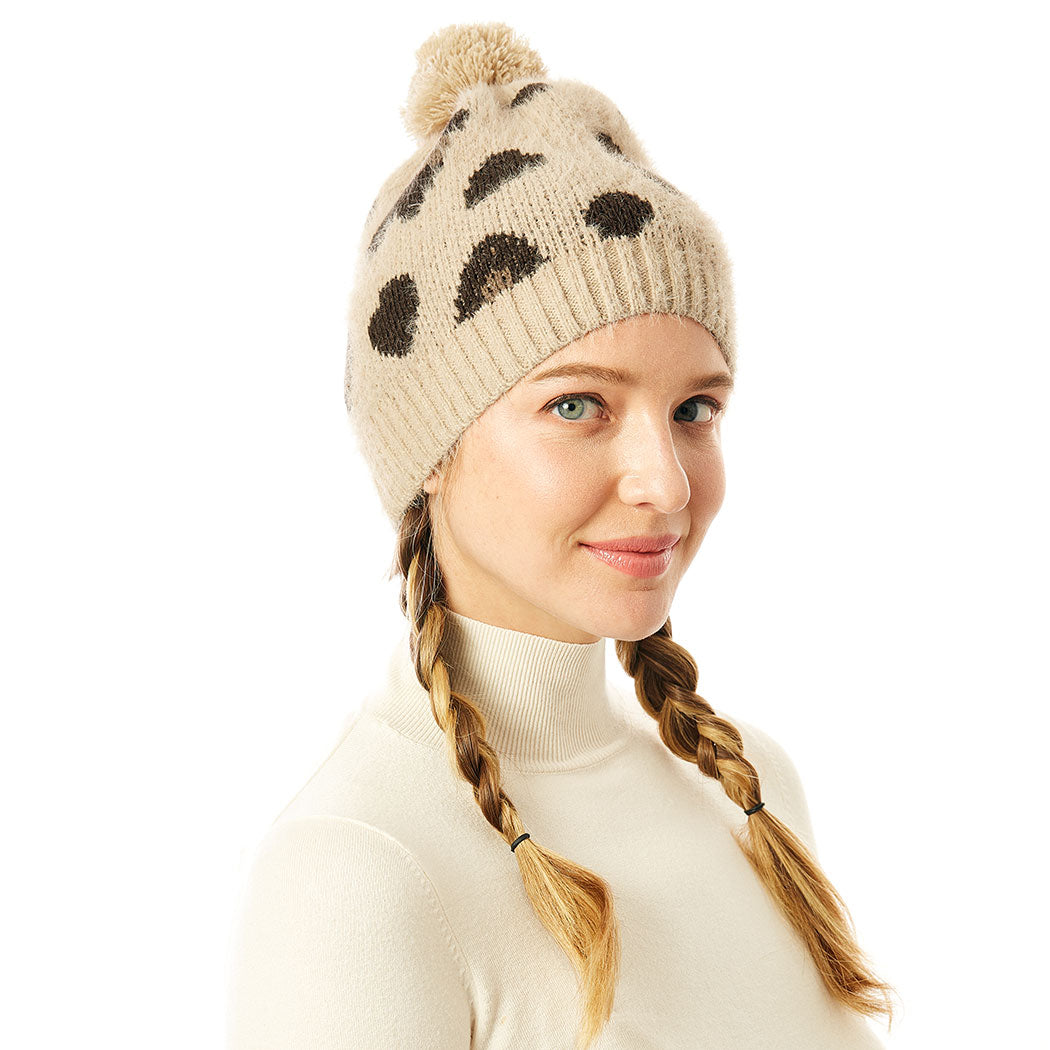 Soft Fuzzy Leopard Print Beanie Hat - Fashion CITY