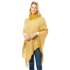 Knitted Fold-Over Button Collar Poncho - Fashion CITY