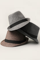 Men's Twill Herringbone Pattern Short Brim Fedora - Fashion CITY