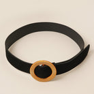 Solid Color Suede w Round Buckle Belt - Fashion CITY