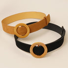 Solid Color Suede w Round Buckle Belt - Fashion CITY