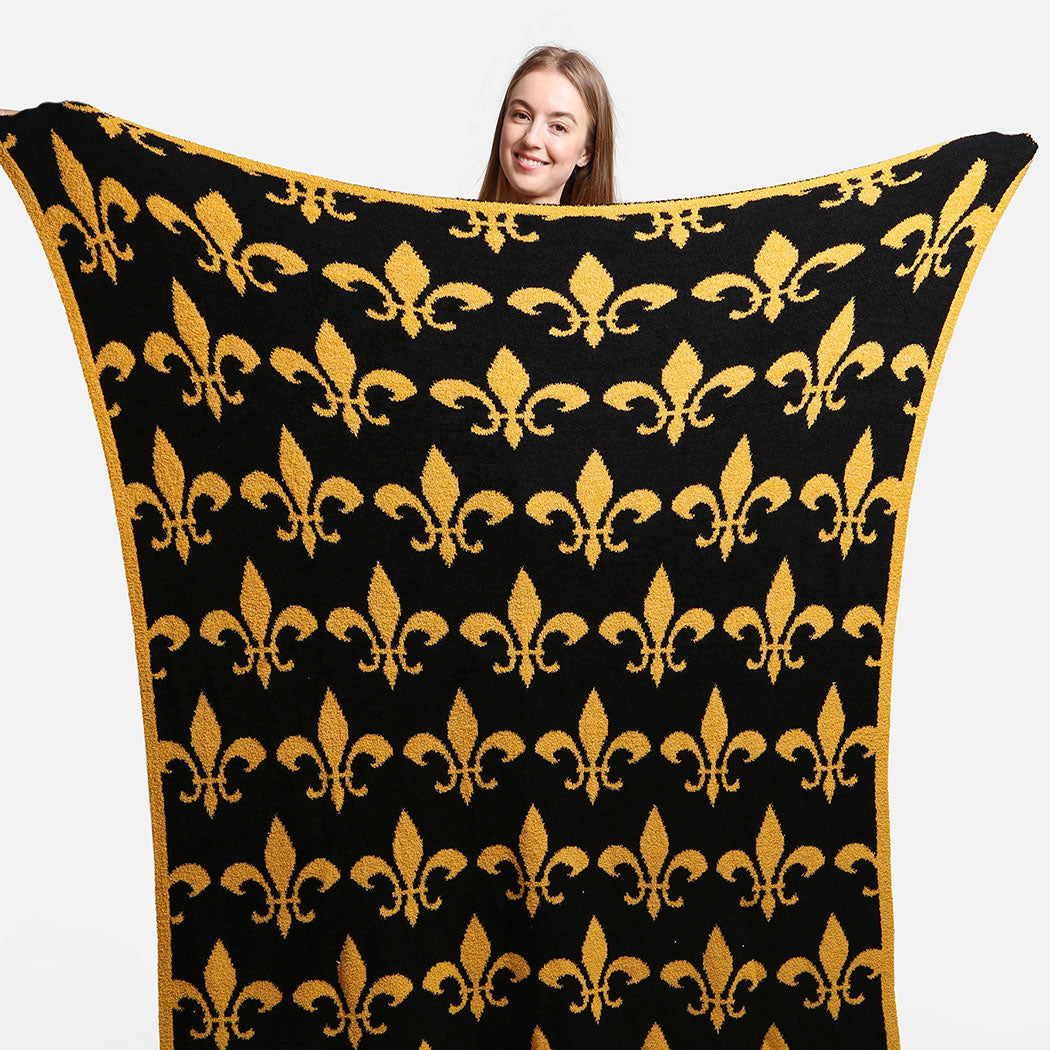 Fleur De Lis Pattern Luxury Soft Throw Blanket - Fashion CITY