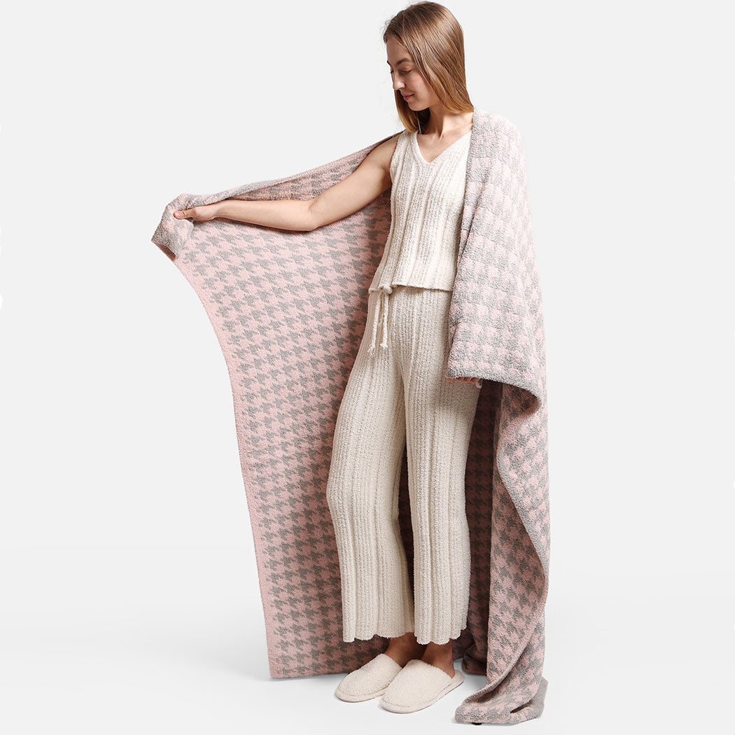 Houndstooth Pattern Luxury Soft Throw Blanket - Fashion CITY