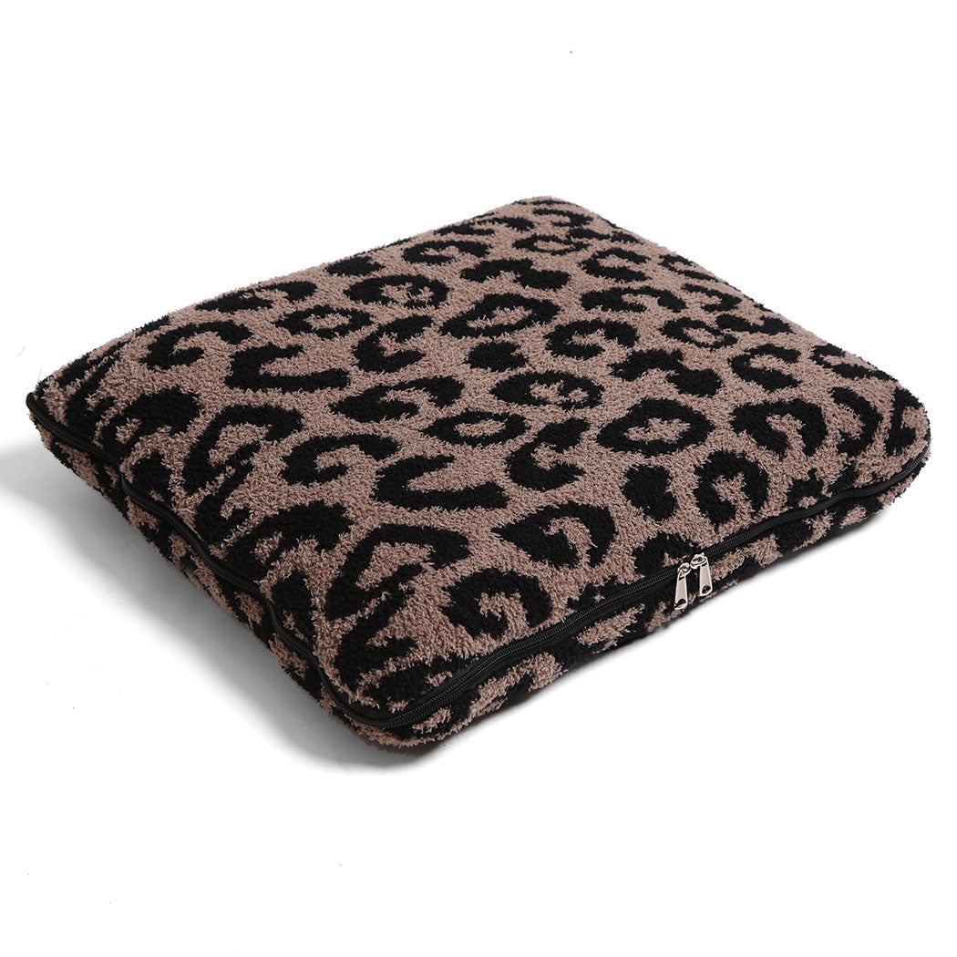 2 In 1 Leopard Print Throw Blanket & Pillow - Fashion CITY