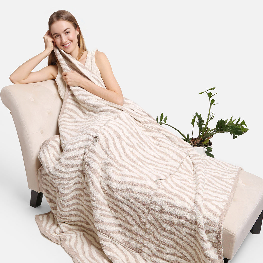 2 In 1 Zebra Print Throw Blanket & Pillow - Fashion CITY