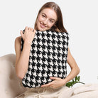 2 In 1 Houndstooth Print Throw Blanket & Pillow - Fashion CITY