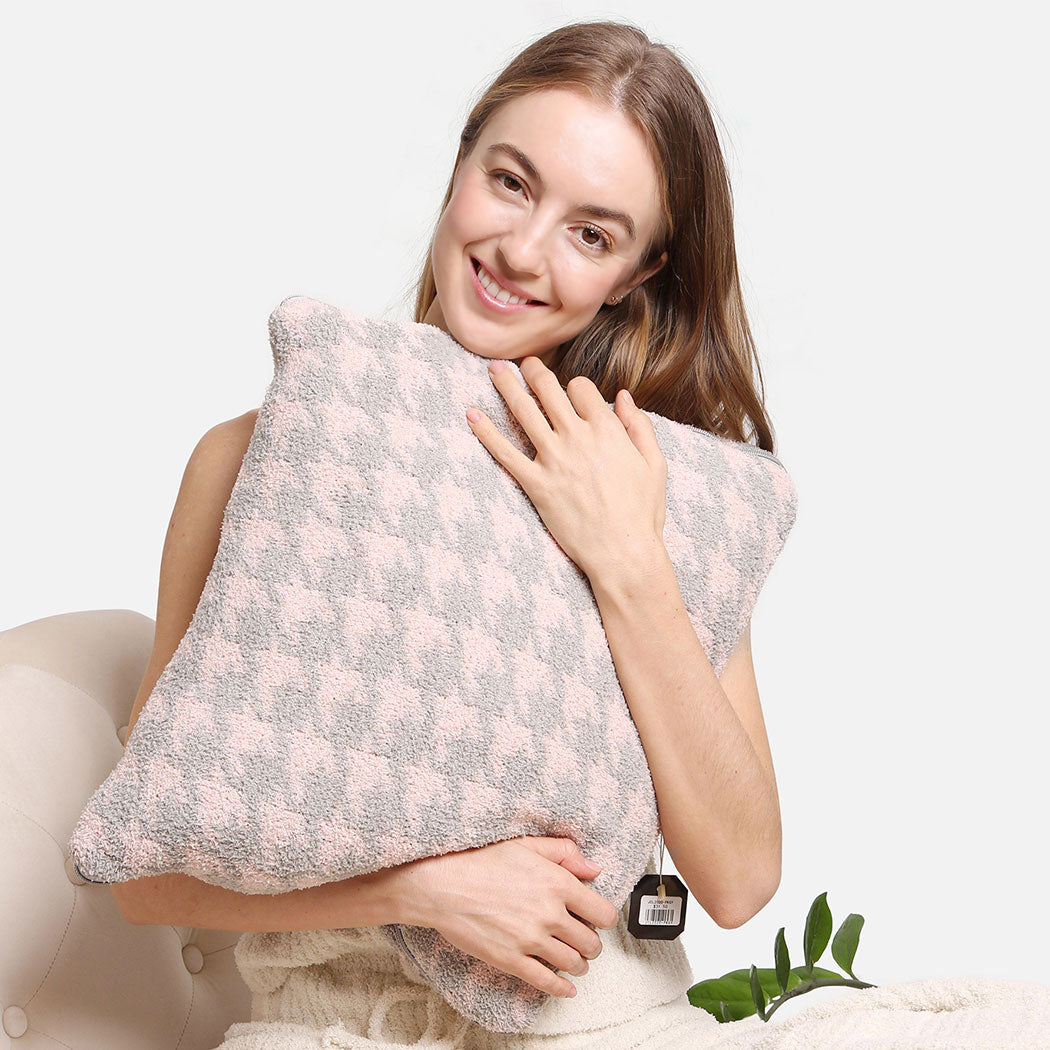 2 In 1 Houndstooth Print Throw Blanket & Pillow - Fashion CITY