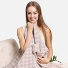 2 In 1 Houndstooth Print Throw Blanket & Pillow - Fashion CITY