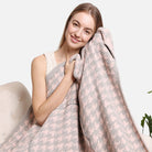 2 In 1 Houndstooth Print Throw Blanket & Pillow - Fashion CITY