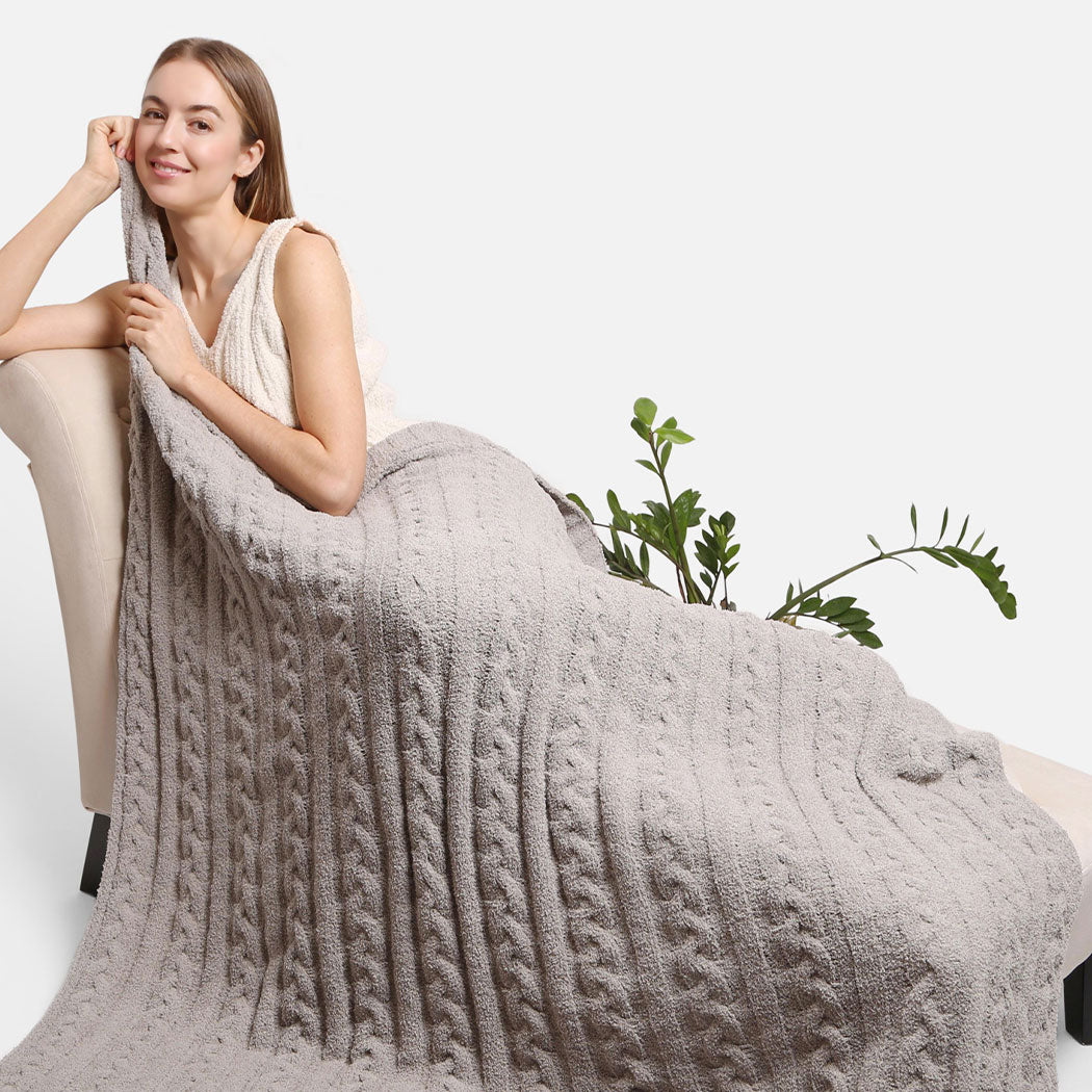 Braided Cable Knit Luxury Soft Throw Blanket - Fashion CITY