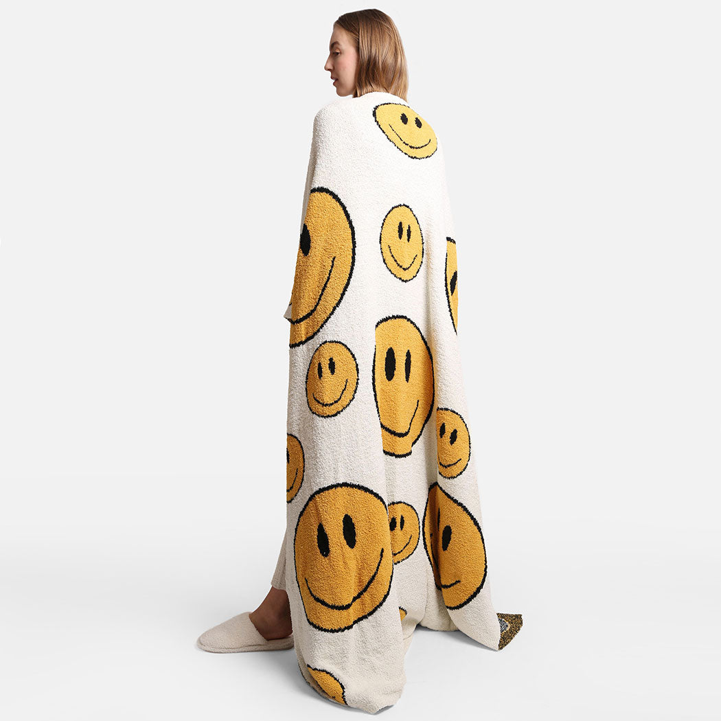 Happy Face Pattern Luxury Soft Throw Blanket - Fashion CITY