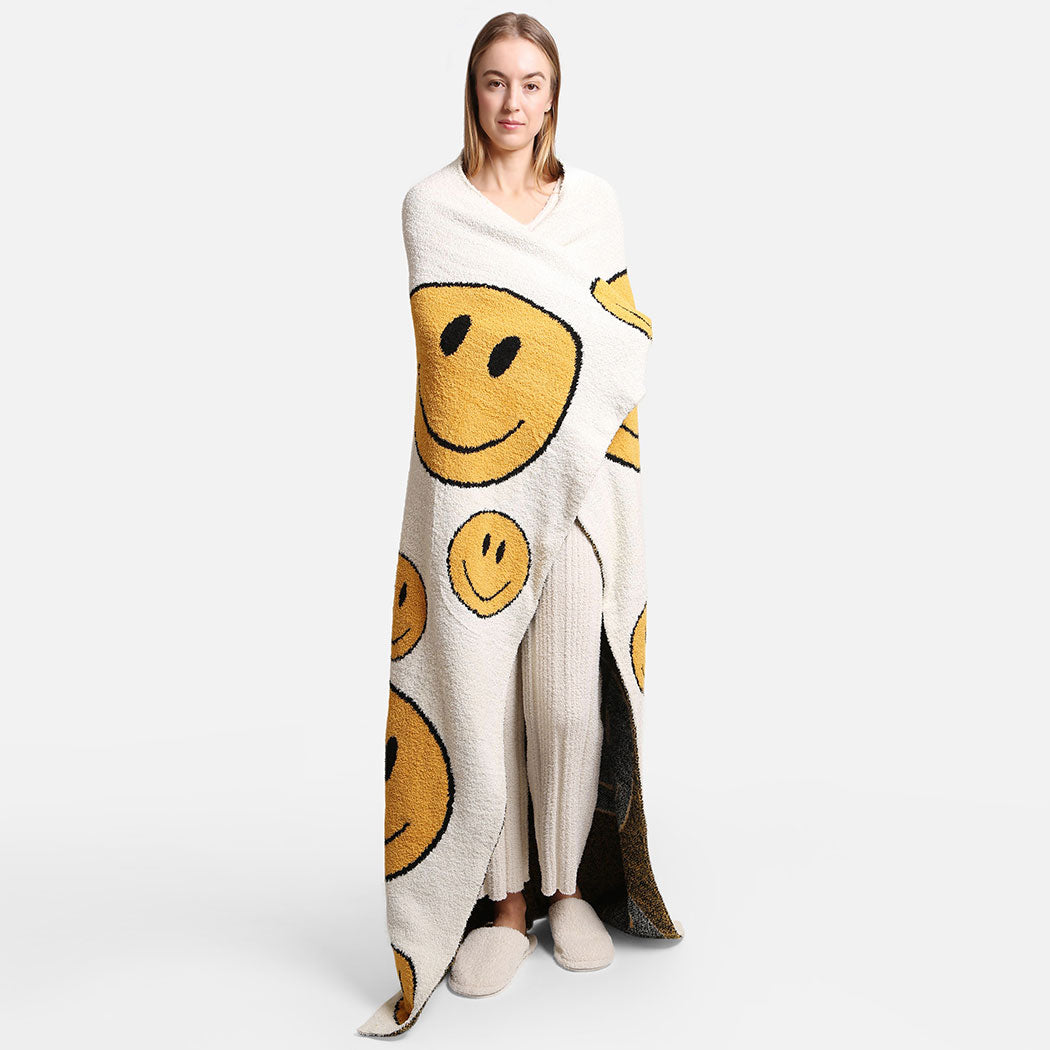 Happy Face Pattern Luxury Soft Throw Blanket - Fashion CITY