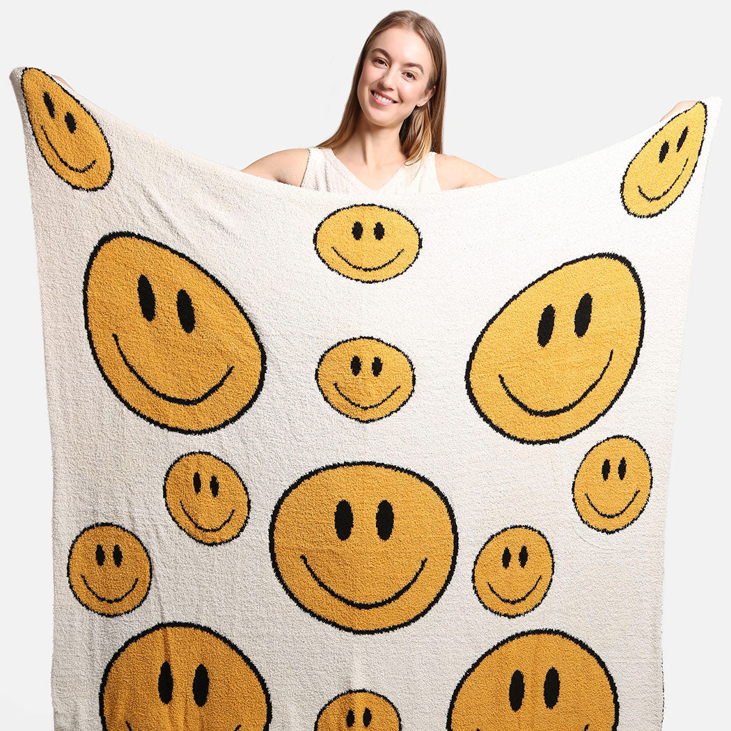 Happy Face Pattern Luxury Soft Throw Blanket - Fashion CITY