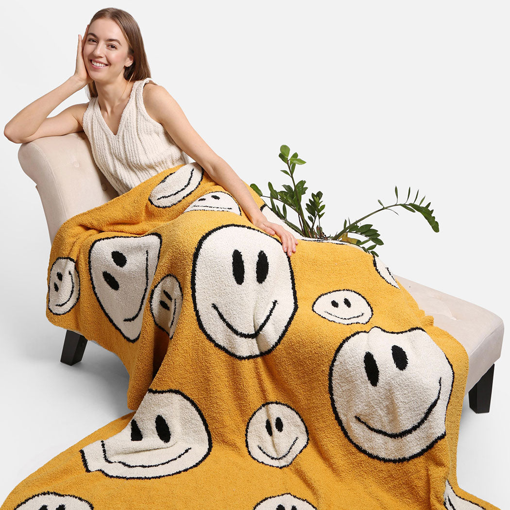 Happy Face Pattern Luxury Soft Throw Blanket - Fashion CITY