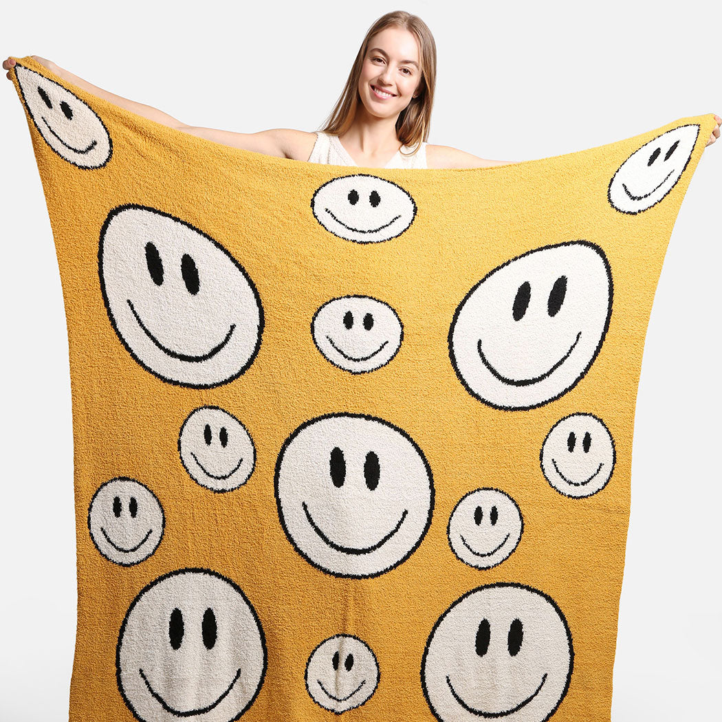 Happy Face Pattern Luxury Soft Throw Blanket - Fashion CITY