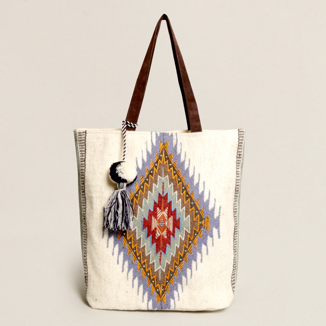 Boho Patterned Pom-Pom Tassel Shoulder Bag - Fashion CITY