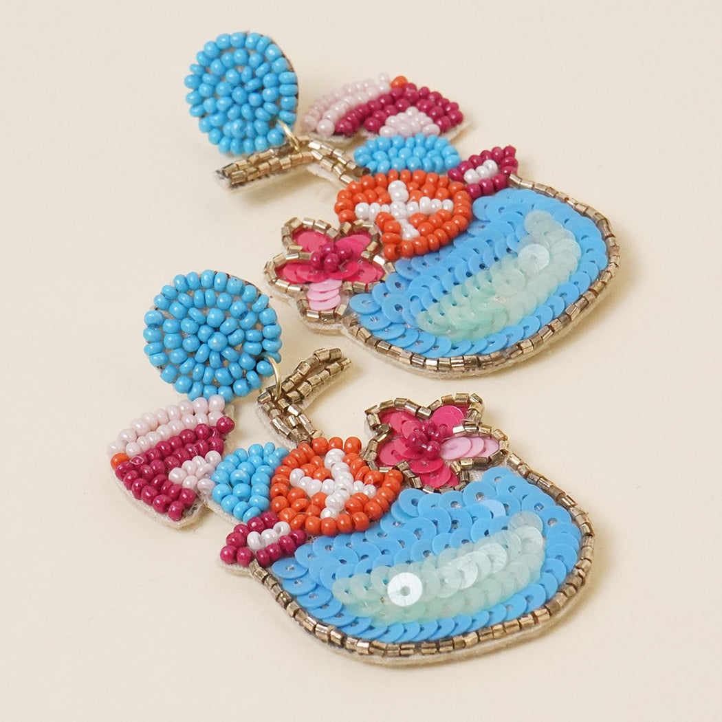 Sip Of The Day Blue Multi Beaded Earrings - Fashion CITY