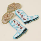 Blue Rodeo Boot Beaded Earrings - Fashion CITY