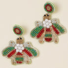 Honey Bee Red & Green Seed Bead Dangle Earrings - Fashion CITY