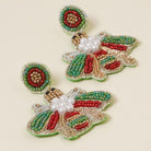 Honey Bee Red & Green Seed Bead Dangle Earrings - Fashion CITY