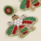 Honey Bee Red & Green Seed Bead Dangle Earrings - Fashion CITY