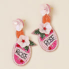 Rose Champagne Wine Bottle Seed Bead Gift Earrings - Fashion CITY