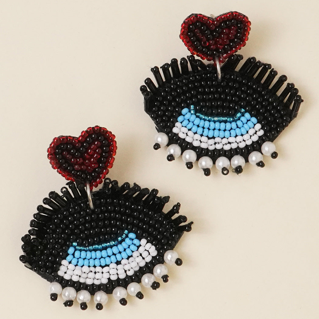 Large Eye Beaded Earrings Stud - Fashion CITY