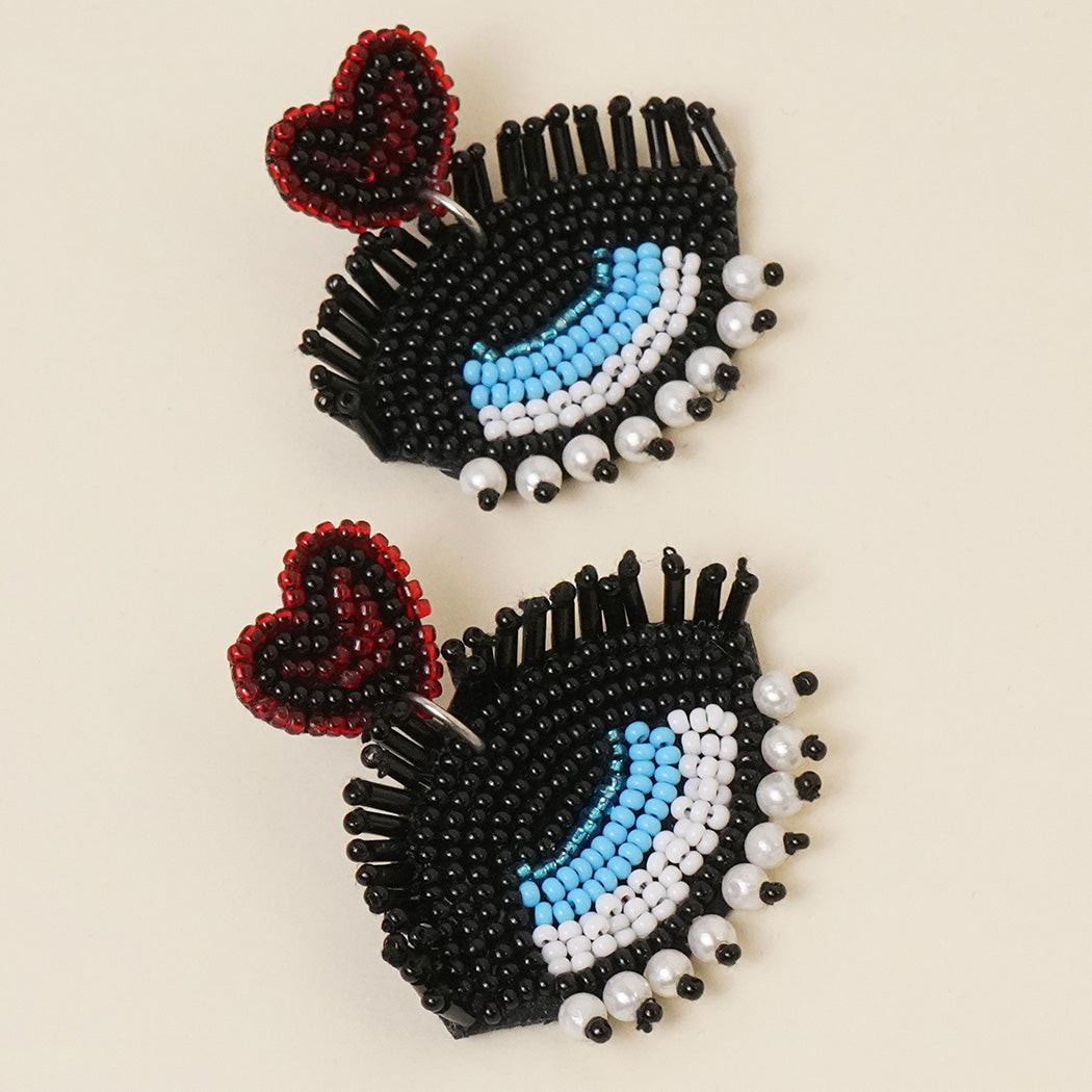 Large Eye Beaded Earrings Stud - Fashion CITY