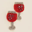 Red Wine Glass Beaded Earrings - Fashion CITY