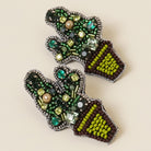 Rhinestone Cactus Design Stud Earrings - Fashion CITY